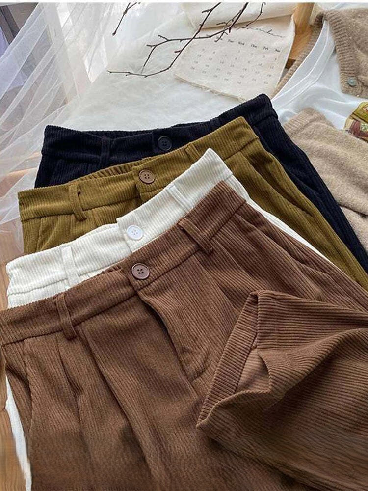 Vintage high-waisted corduroy trousers for women